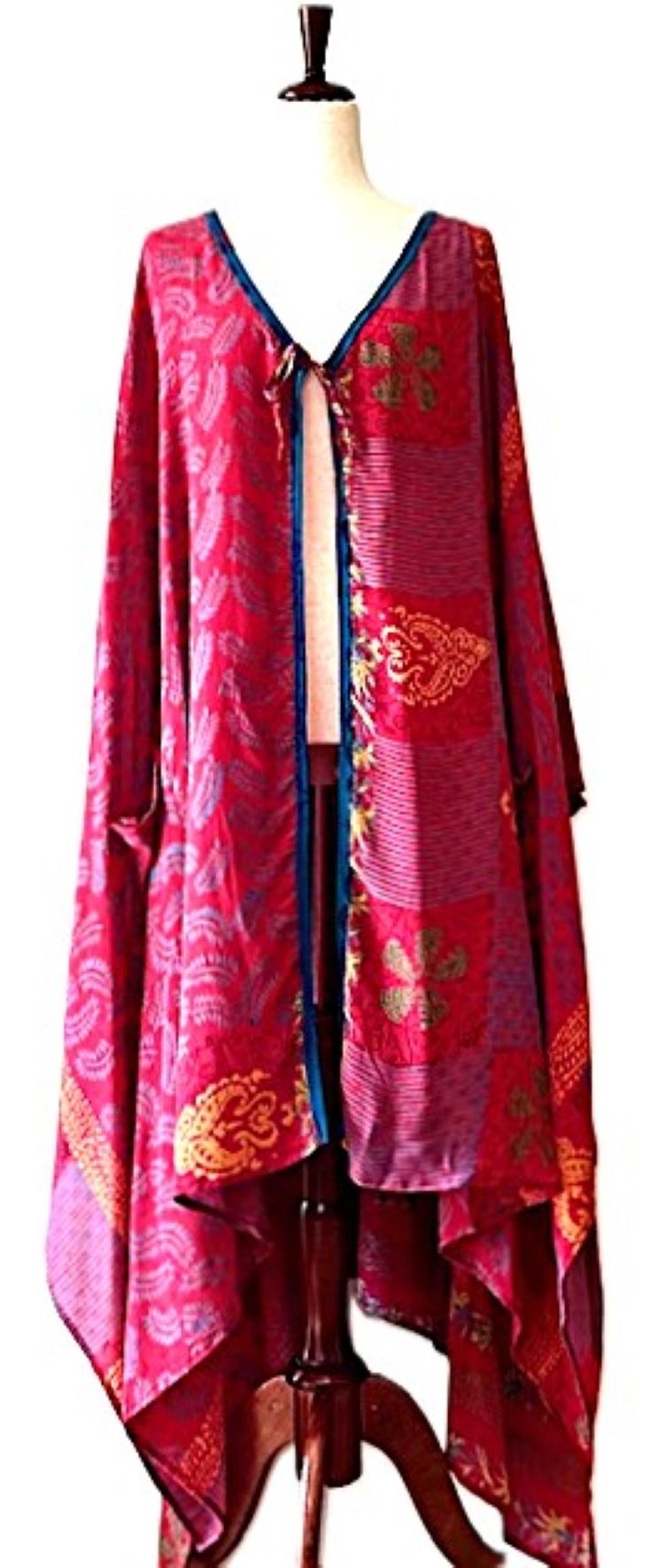 Kantha Bae New Orchid Silk Kimono With Tie. Chic. (Fuschia)
