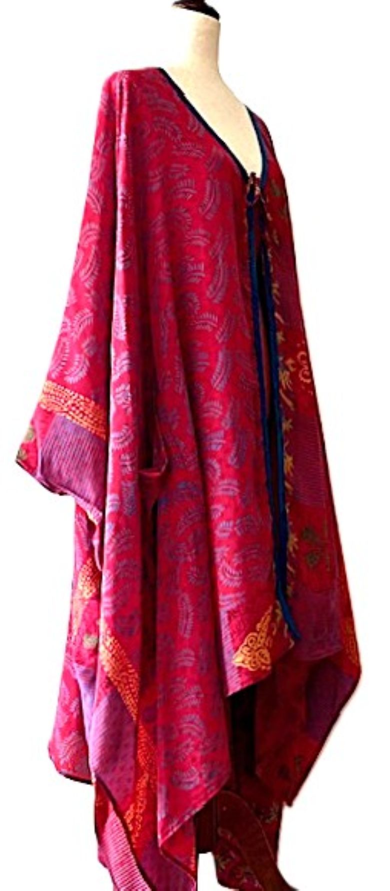 Kantha Bae New Orchid Silk Kimono With Tie. Chic. (Fuschia)