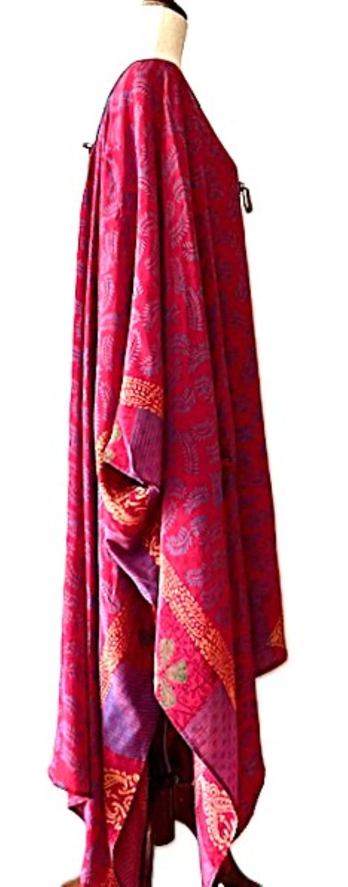 Kantha Bae New Orchid Silk Kimono With Tie. Chic. (Fuschia)