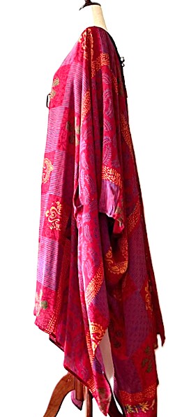 Kantha Bae New Orchid Silk Kimono With Tie. Chic. (Fuschia)