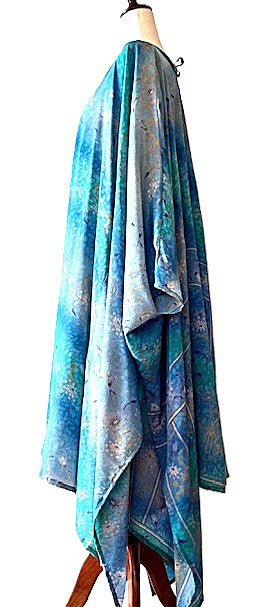 Kantha Bae New Orchid Silk Kimono With Tie. Chic. (Turqouise)