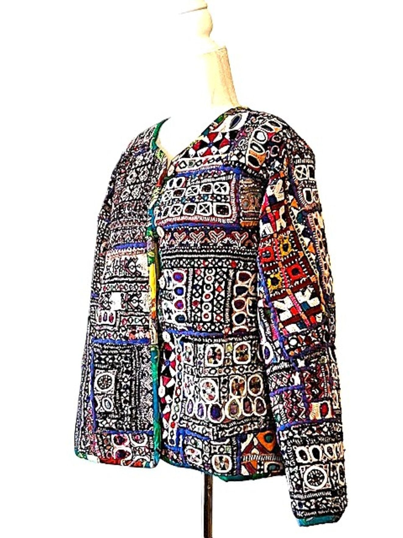 Specialty Collection: Hand Embroidered Short Vintage Patchwork Embroidered Jacket (Green)