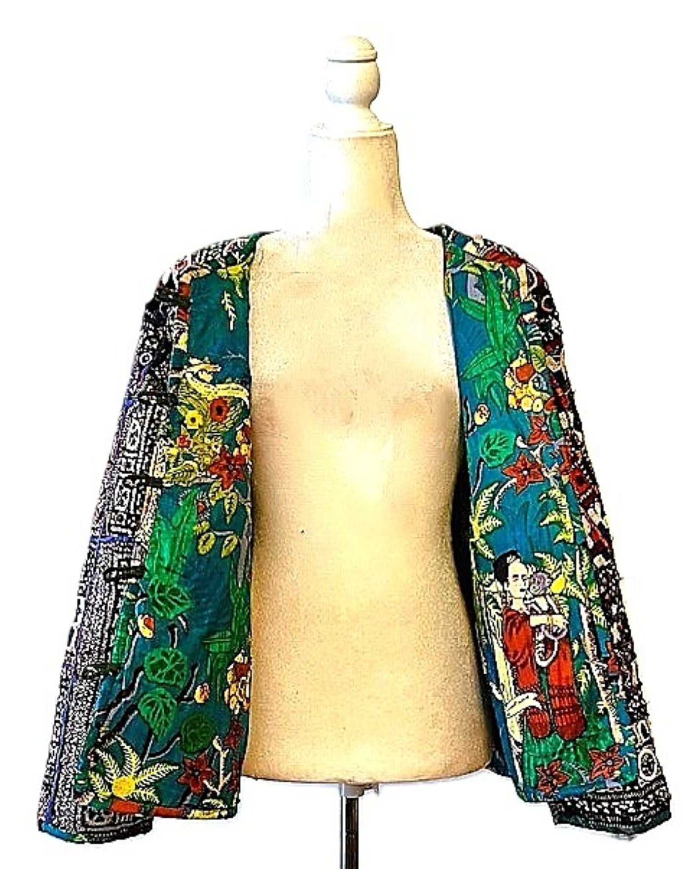 Specialty Collection: Hand Embroidered Short Vintage Patchwork Embroidered Jacket (Green)