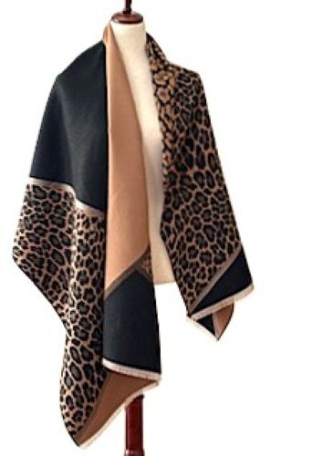 Shawl, Reversible Cashmere Feel Leopard Print Wrap Is Striking.