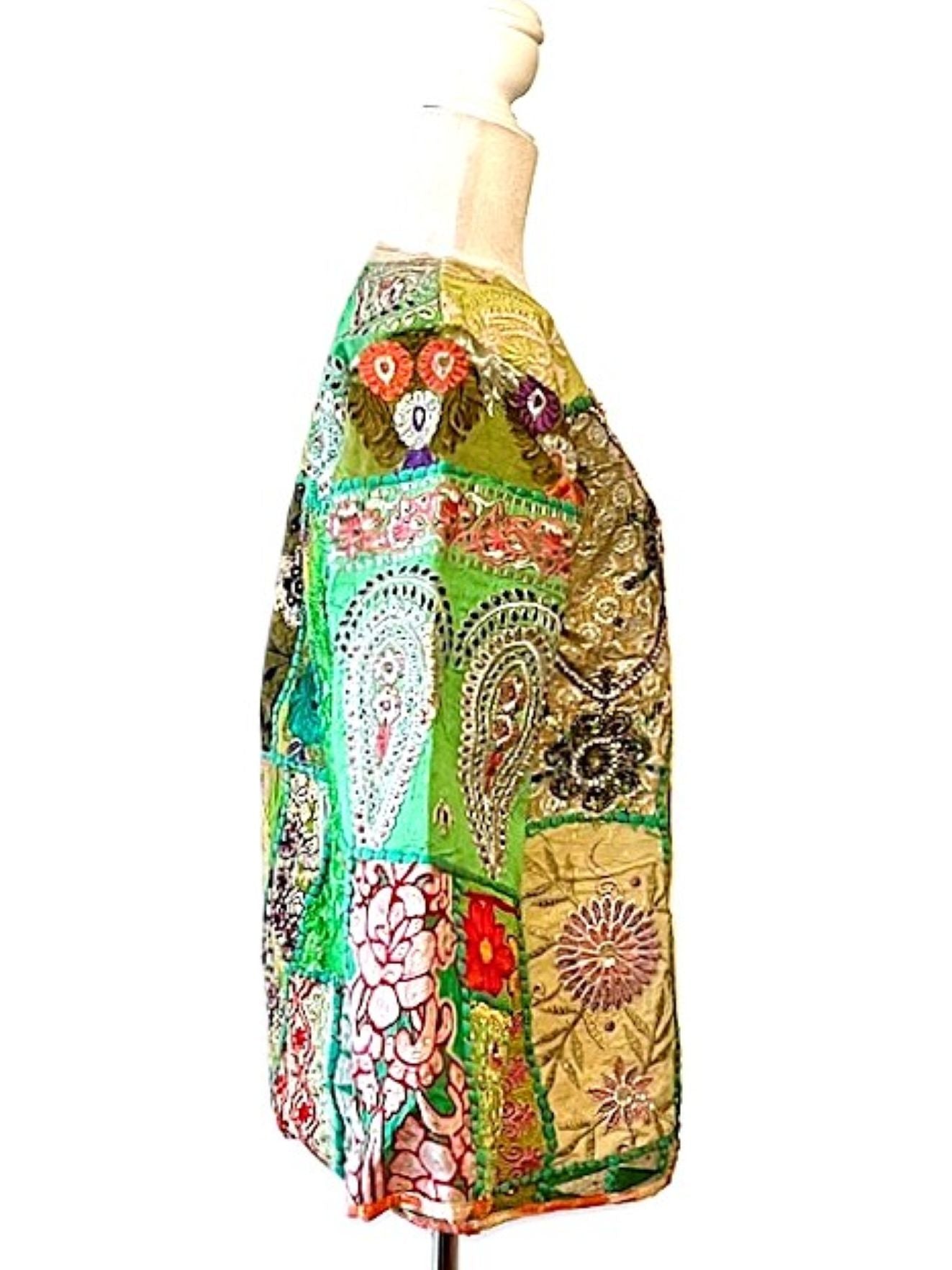 Short Hand Embroidered Jacket Mixed Colors (Green)