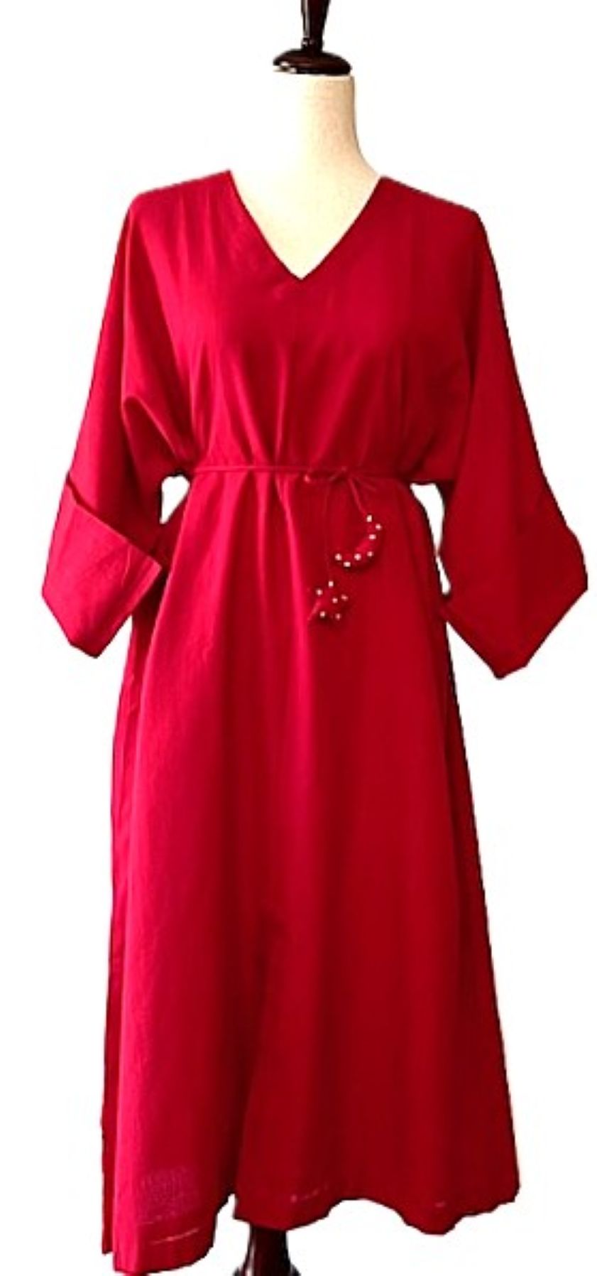 Dresses: Easy Kaftan Style Midi Looks Rich And Dramatic. (Red)