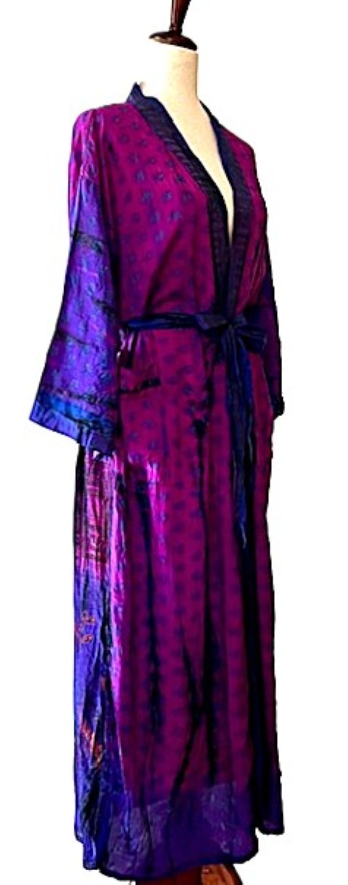 Signature Collection, Glamorous Two Tone Long Silk Duster Kimono. Gorgeous. (Fuschia)