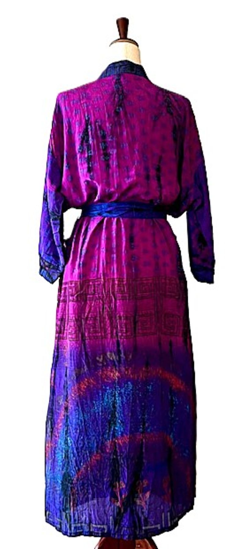 Signature Collection, Glamorous Two Tone Long Silk Duster Kimono. Gorgeous. (Fuschia)