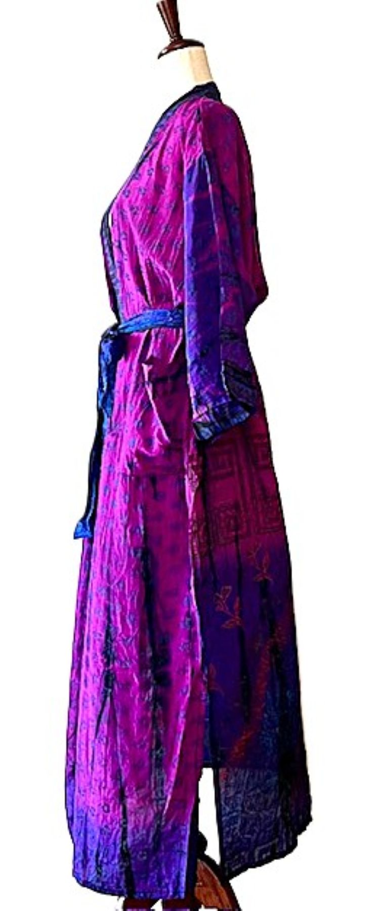 Signature Collection, Glamorous Two Tone Long Silk Duster Kimono. Gorgeous. (Fuschia)