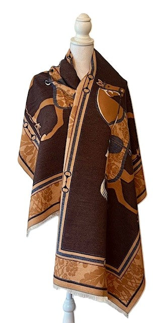 Orange / Blue Ceremony Reversible Wrap– Artisan Shawl