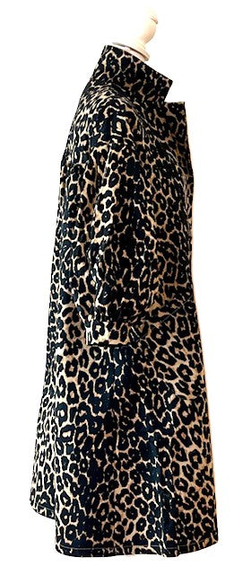 Leopard Print Balloon Sleeve Trench Coat. European Design.