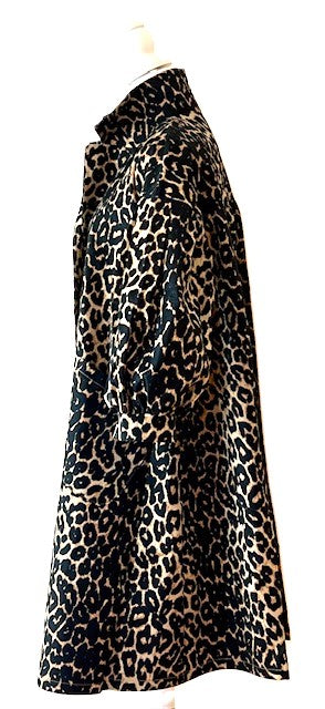 Leopard Print Balloon Sleeve Trench Coat. European Design.