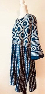 Stylish Block Print Midi Dress Is Subtle and Appealing (Indigo or Taupe)