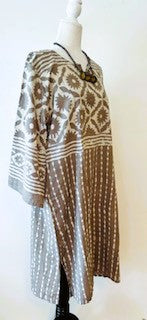 Stylish Block Print Midi Dress Is Subtle and Appealing (Indigo or Taupe)