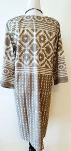 Stylish Block Print Midi Dress Is Subtle and Appealing (Indigo or Taupe)