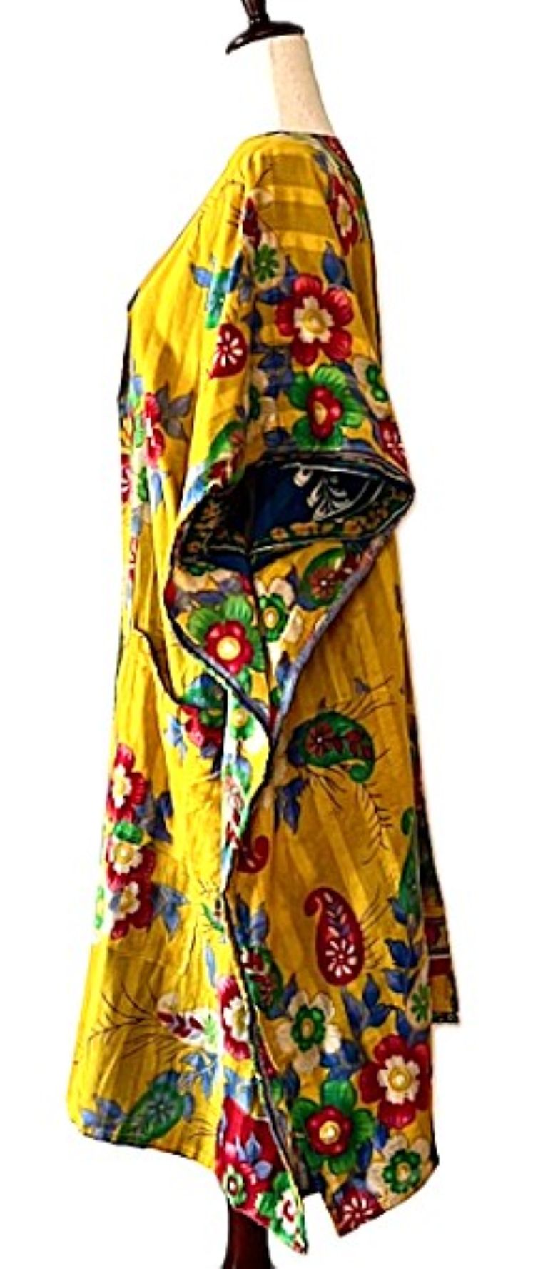 Kantha Bae Take It Easy Cotton Kimono, Fully Reversible. (Yellow Floral)