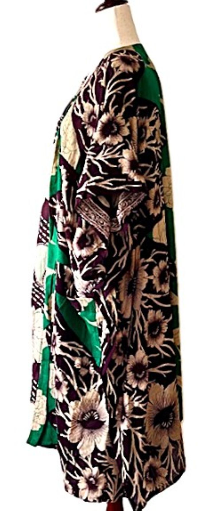 Kantha Bae Take It Easy Cotton Kimono, Fully Reversible. (Green Burgundy)