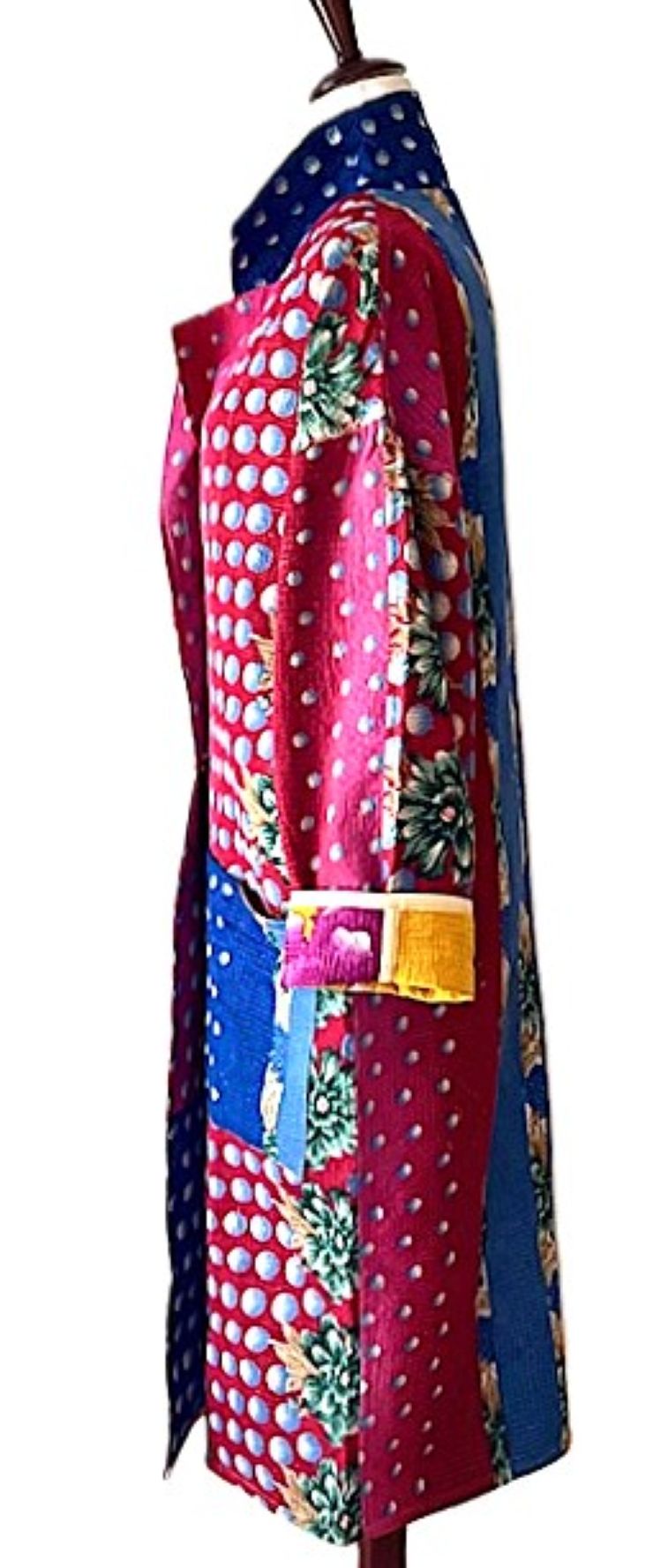 Jacket - Wearable Art, Long Boho Quilted Patchwork Coat Is A Statement Piece (Pink)
