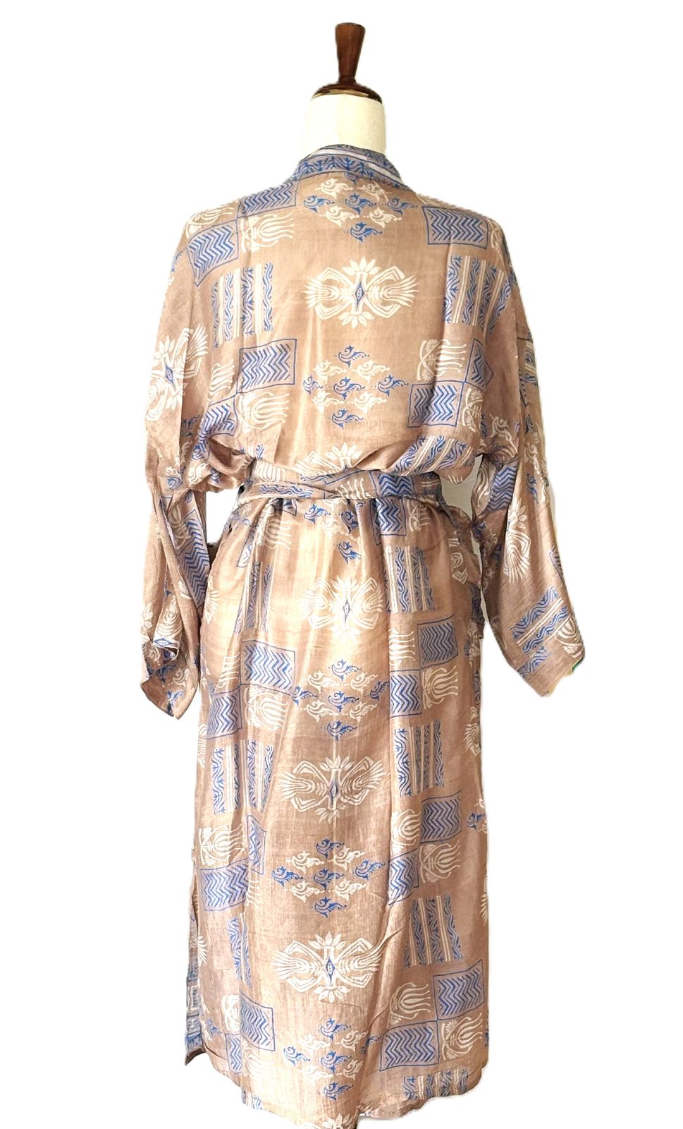 Long Silk Kimono Duster Is Feminine, Light Weight With Engineered Borders