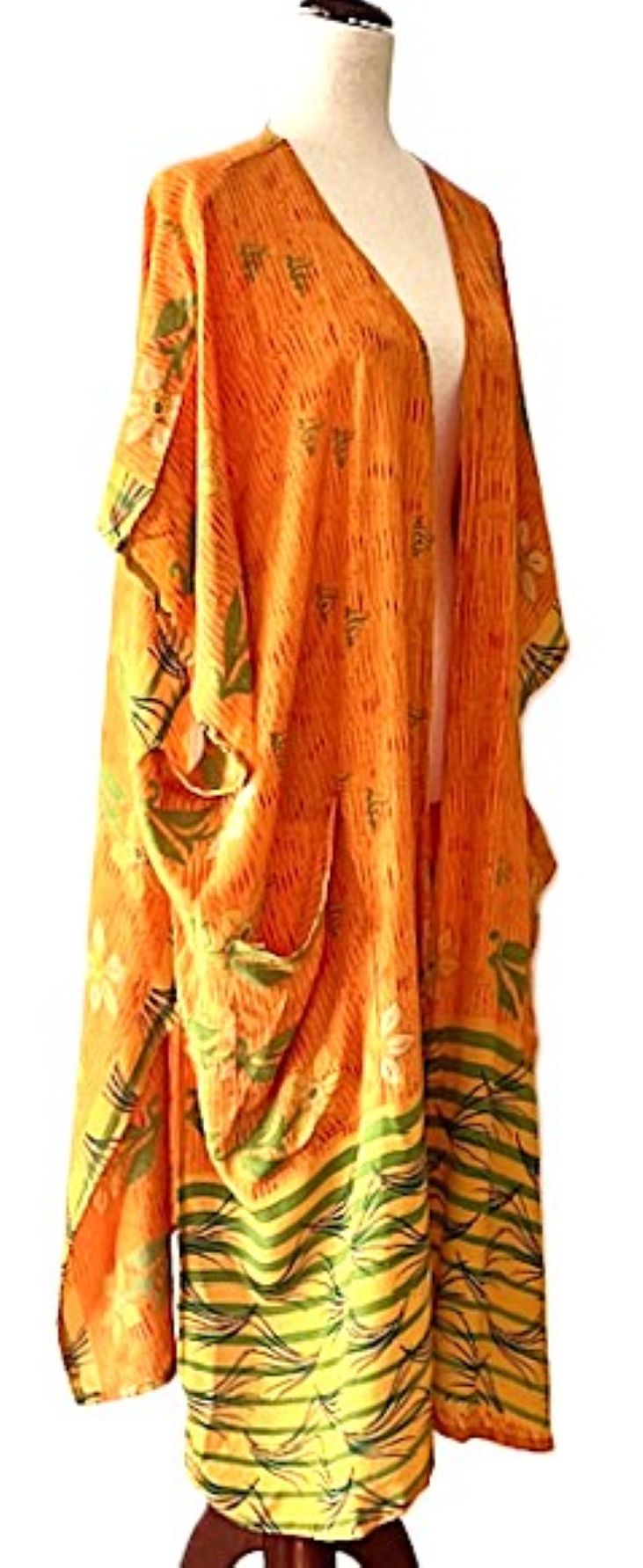 Kantha Bae Silk Solstice Kimono, The Perfect Overwear Layer (Orange)