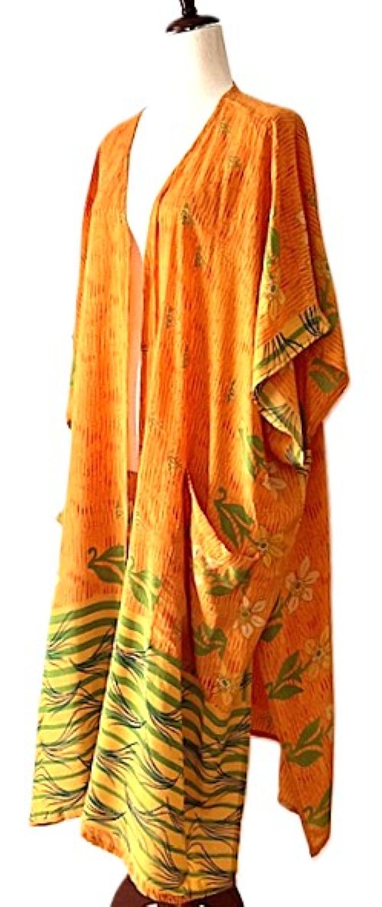Kantha Bae Silk Solstice Kimono, The Perfect Overwear Layer (Orange)