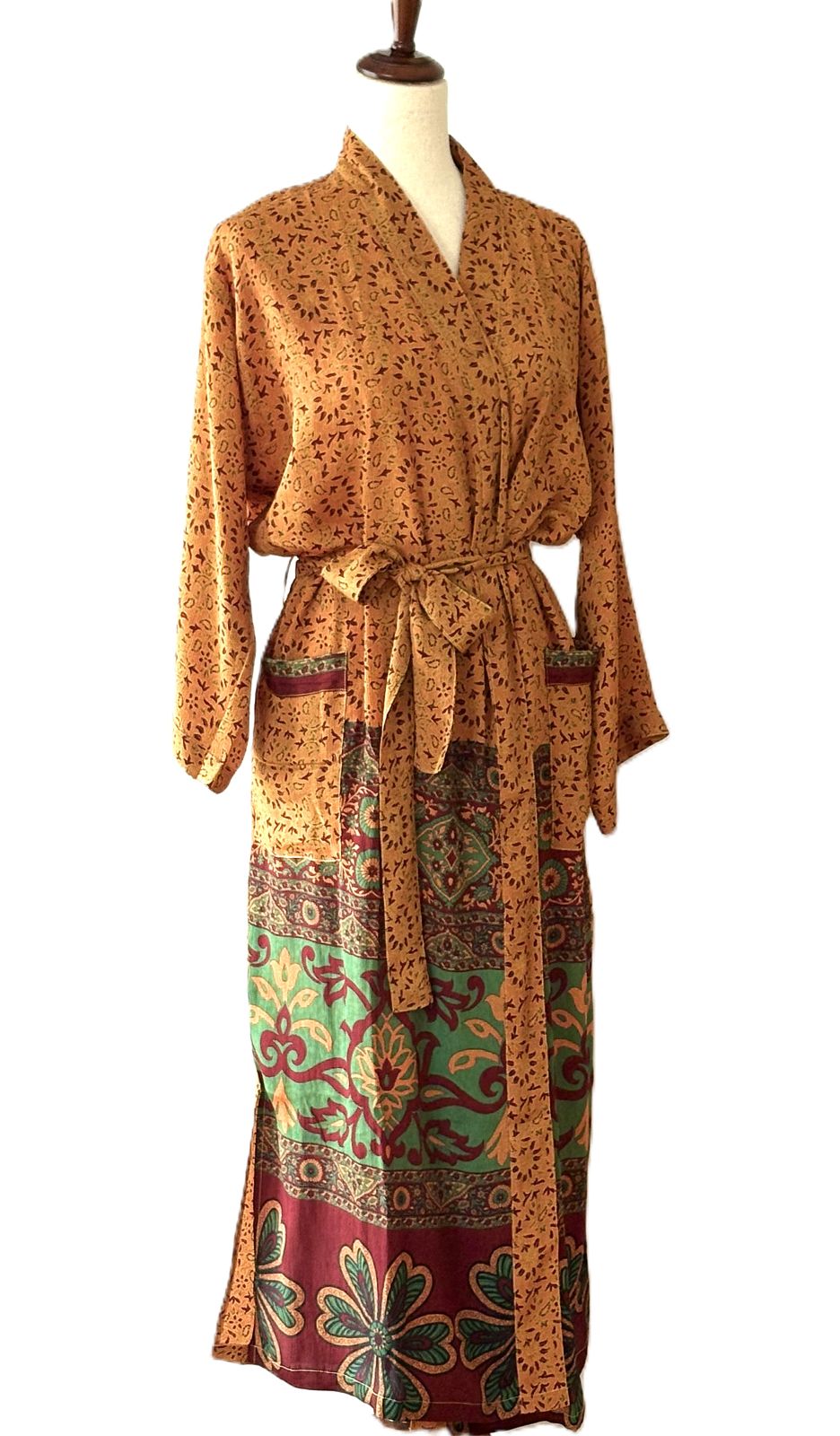 Signature Collection, Asian Influence In This Mixed Print Long Silk Kimono Duster.(Border)