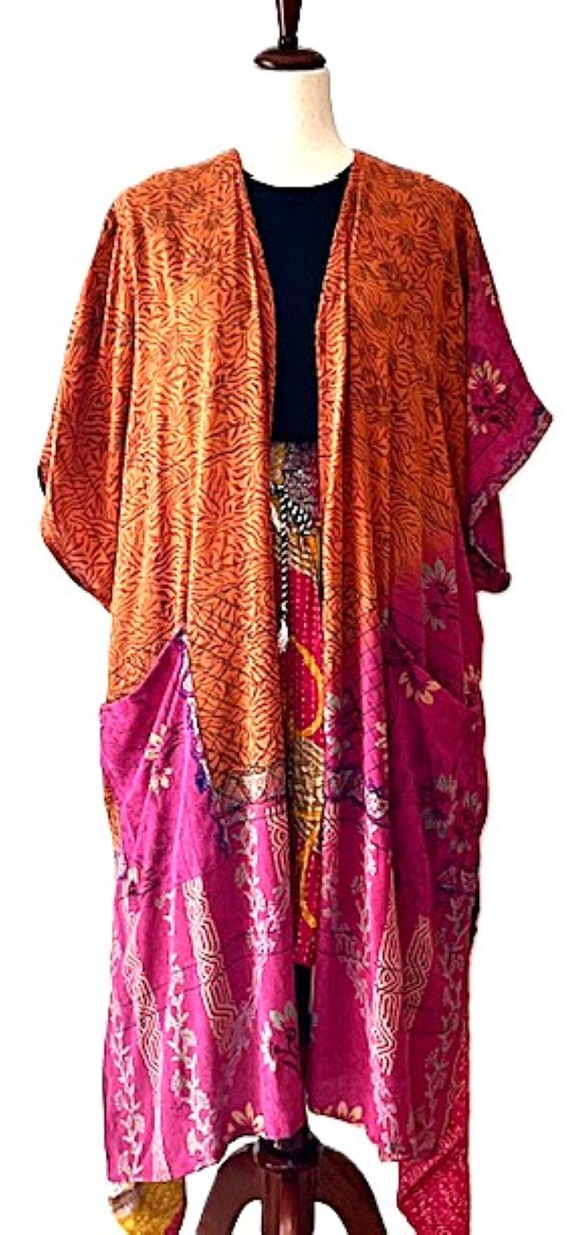 Kantha Bae Silk Solstice Kimono, The Perfect Overwear Layer (Chartreuse)