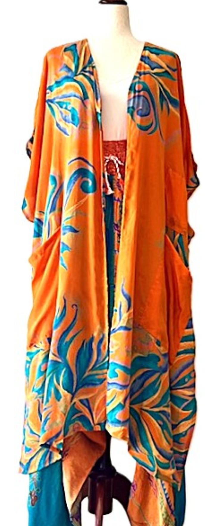 Kantha Bae Duality Everyday Harem Pant. Fully reversible. (Turquoise Orange)