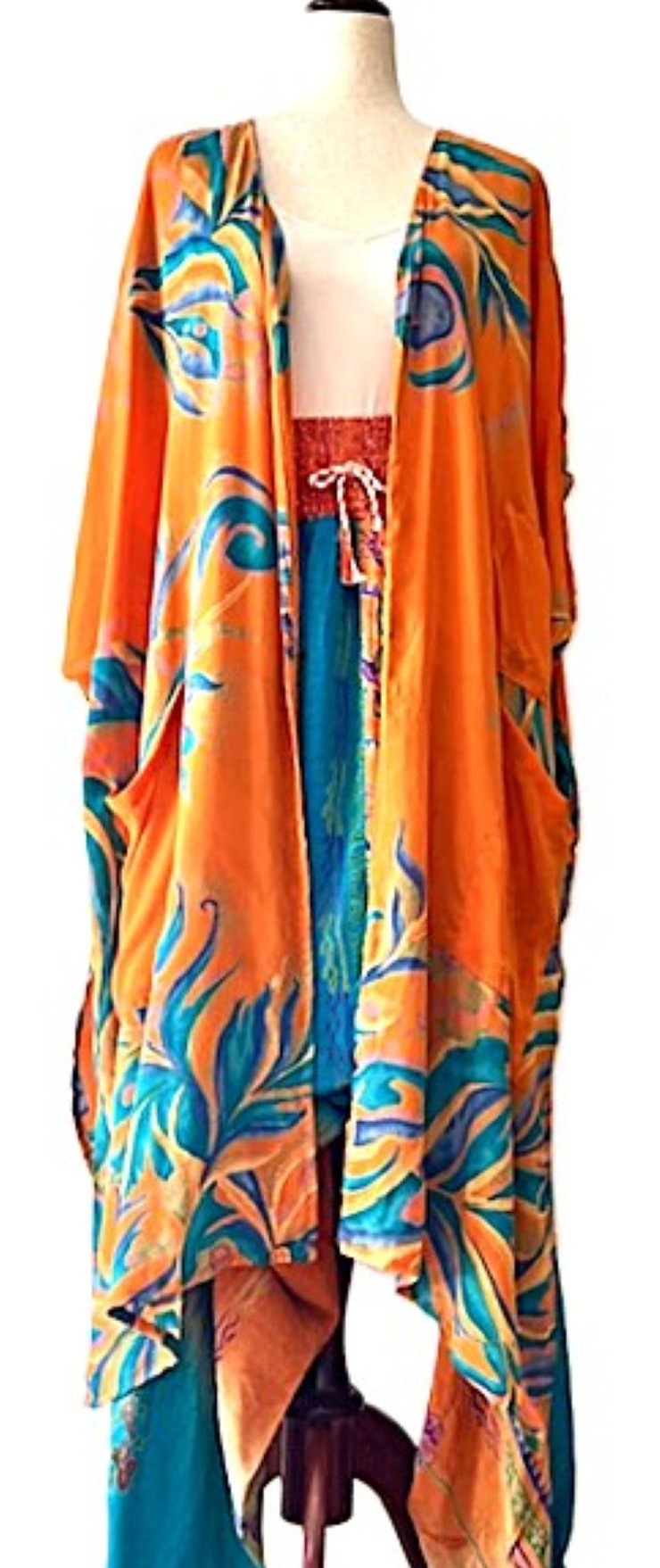 Kantha Bae Duality Everyday Harem Pant. Fully reversible. (Turquoise Orange)