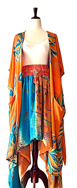 Kantha Bae Duality Everyday Harem Pant. Fully reversible. (Turquoise Orange)
