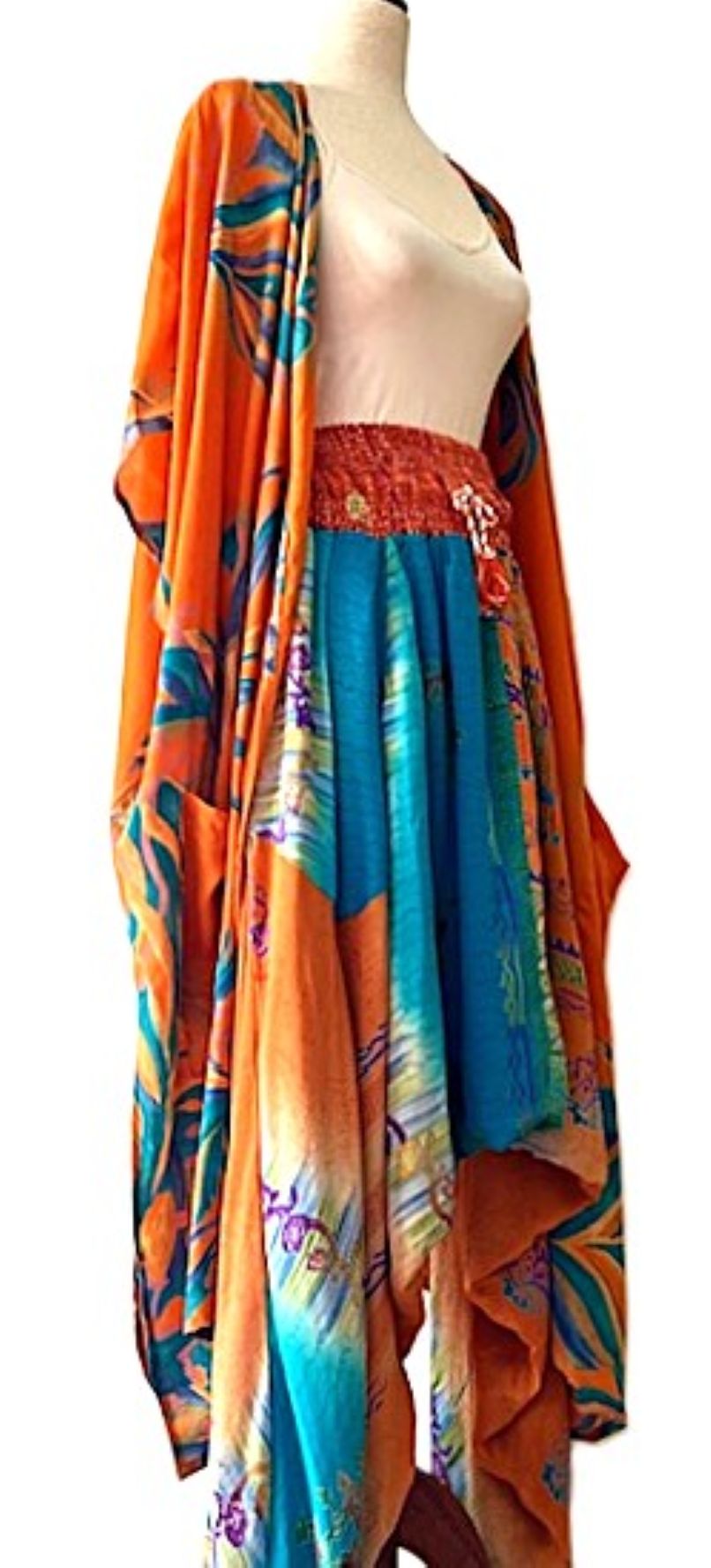 Kantha Bae Duality Everyday Harem Pant. Fully reversible. (Turquoise Orange)