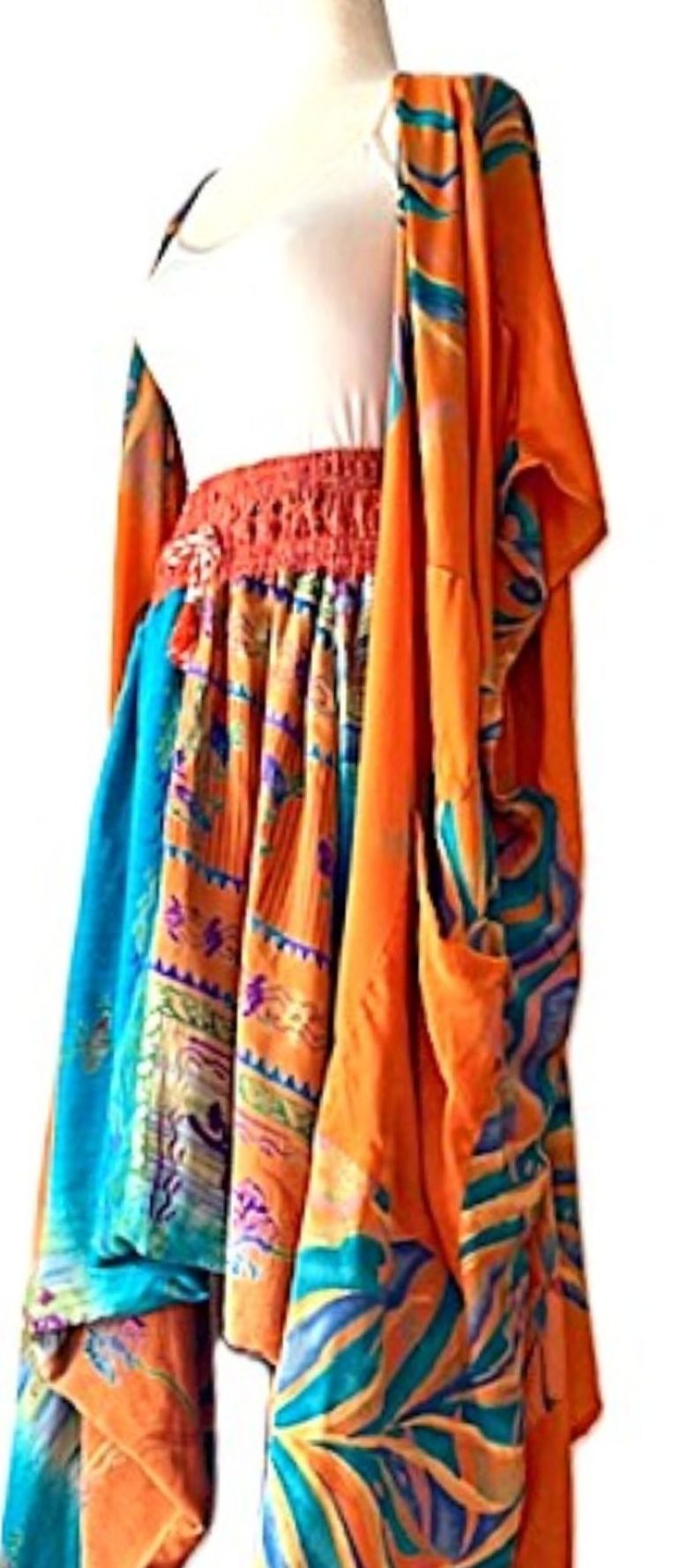 Kantha Bae Duality Everyday Harem Pant. Fully reversible. (Turquoise Orange)