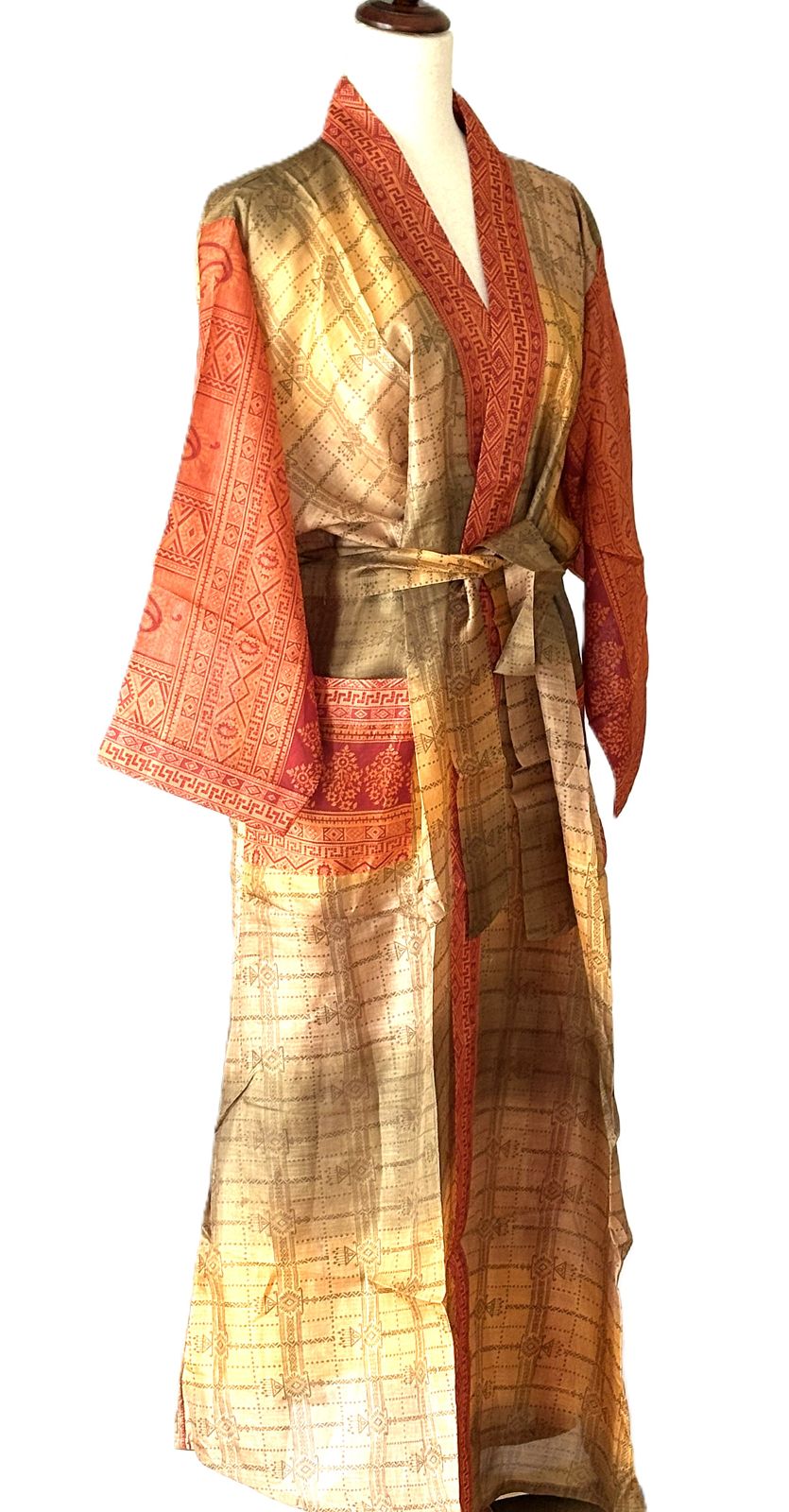 Signature Collection, Asian Influence In This Abstract Long Silk Kimono Duster. (Minerals)