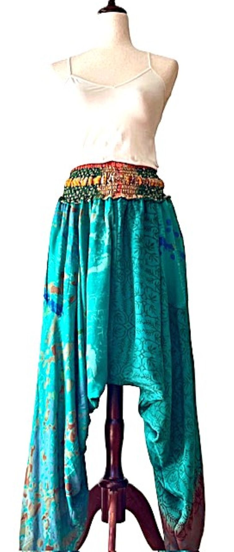 Kantha Bae Duality Everyday Harem Pant. Fully reversible. (Turquoise Orange)