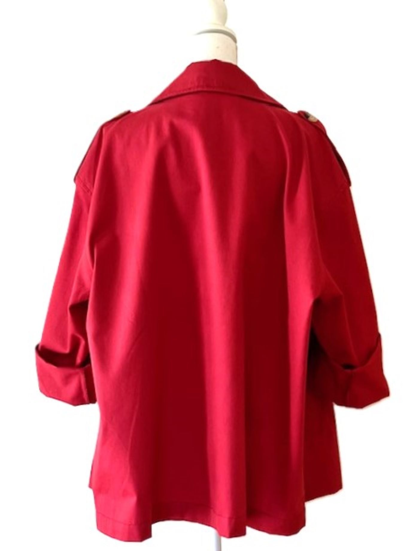 Short Classic Double Breasted Trench Coat. Smart Basic (Red)