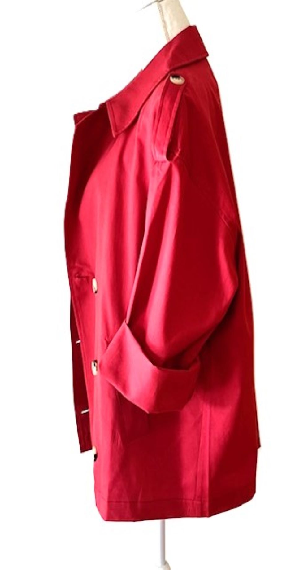 Short Classic Double Breasted Trench Coat. Smart Basic (Red)