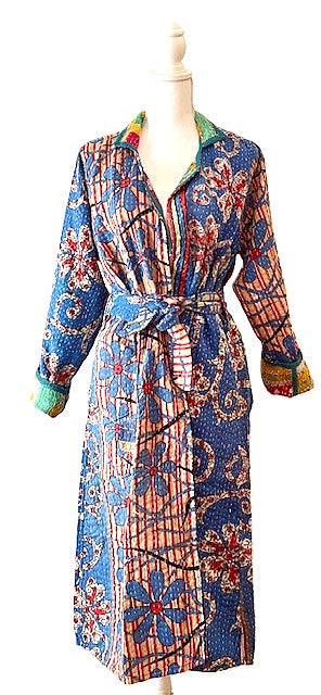 Specialty Collection: Patchwork Vintage Handmade Jacket Fully Reversible. (Blue Red)