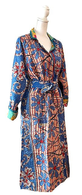 Specialty Collection: Patchwork Vintage Handmade Jacket Fully Reversible. (Blue Red)
