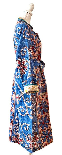 Specialty Collection: Patchwork Vintage Handmade Jacket Fully Reversible. (Blue Red)