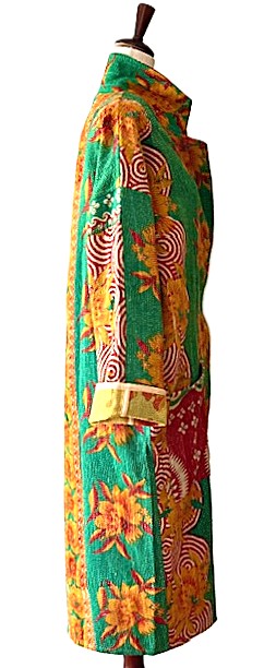 Jacket - Wearable Art, Long Boho Quilted Patchwork Coat Is A Statement Piece (Green Floral)