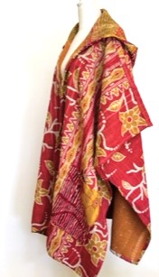 Kantha Knee Length Coats: Hot Sellers (Gold/Red)