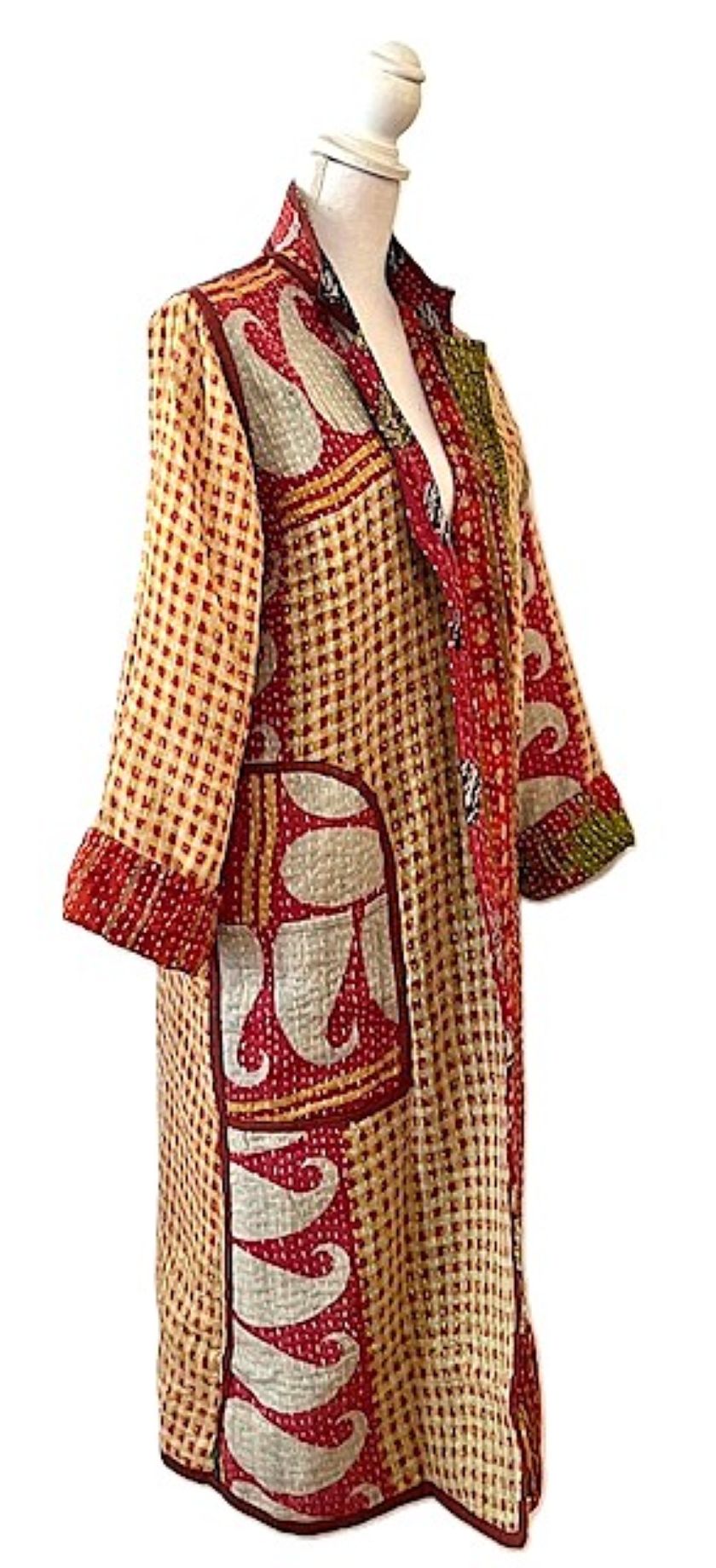 Specialty Collection: Patchwork Vintage Handmade Jacket Fully Reversible. (Clay)