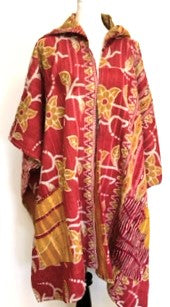 Kantha Knee Length Coats: Hot Sellers (Gold/Red)