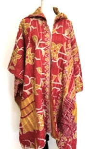 Kantha Knee Length Coats: Hot Sellers (Gold/Red)