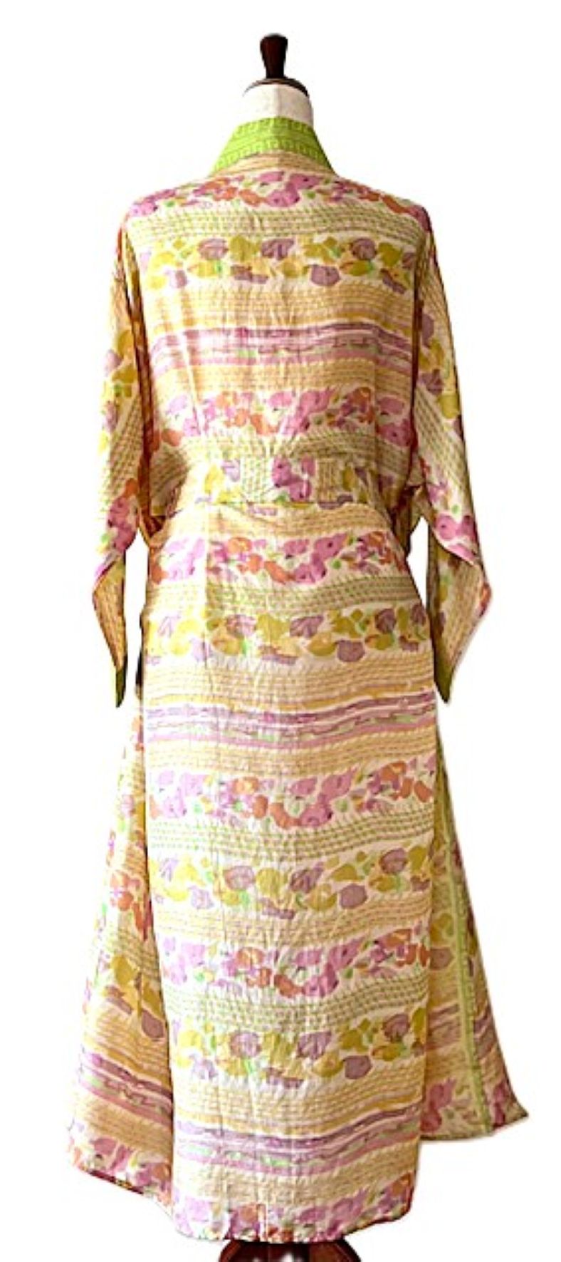 Luxurious Rich Silk Long Kimono Duster. Glamorous (Pastel)