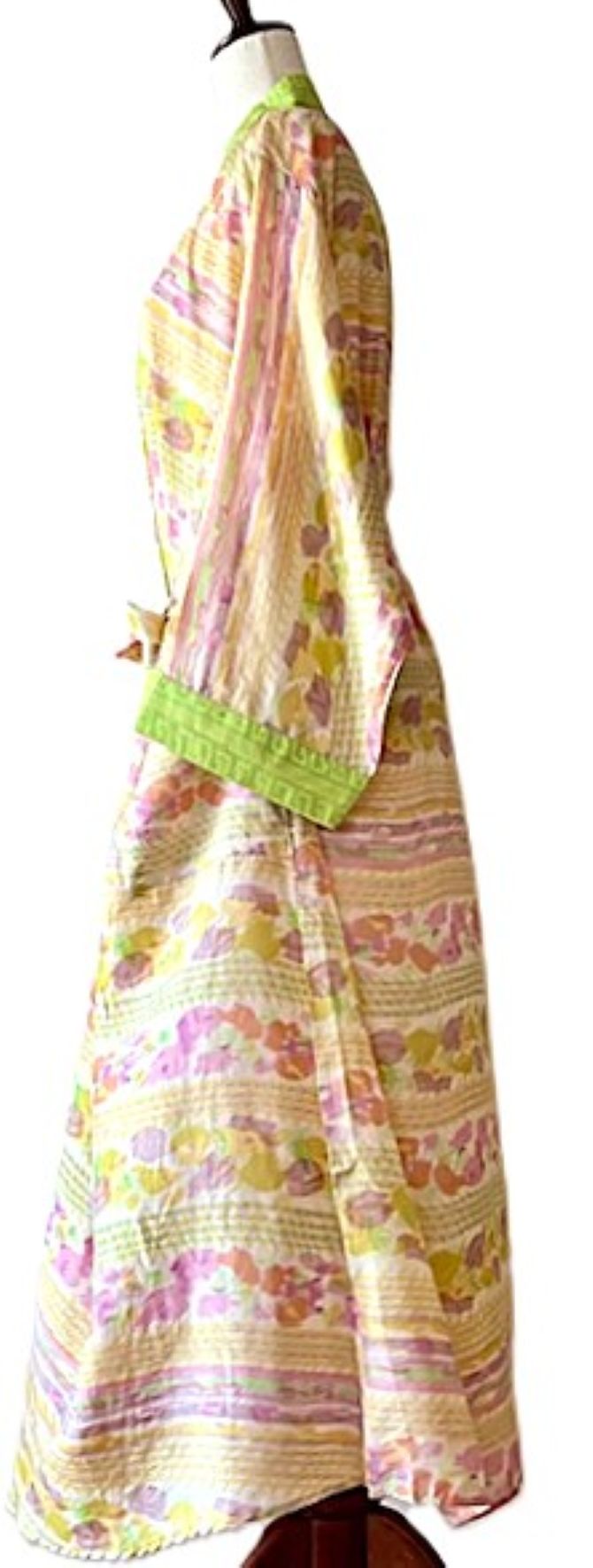 Luxurious Rich Silk Long Kimono Duster. Glamorous (Pastel)
