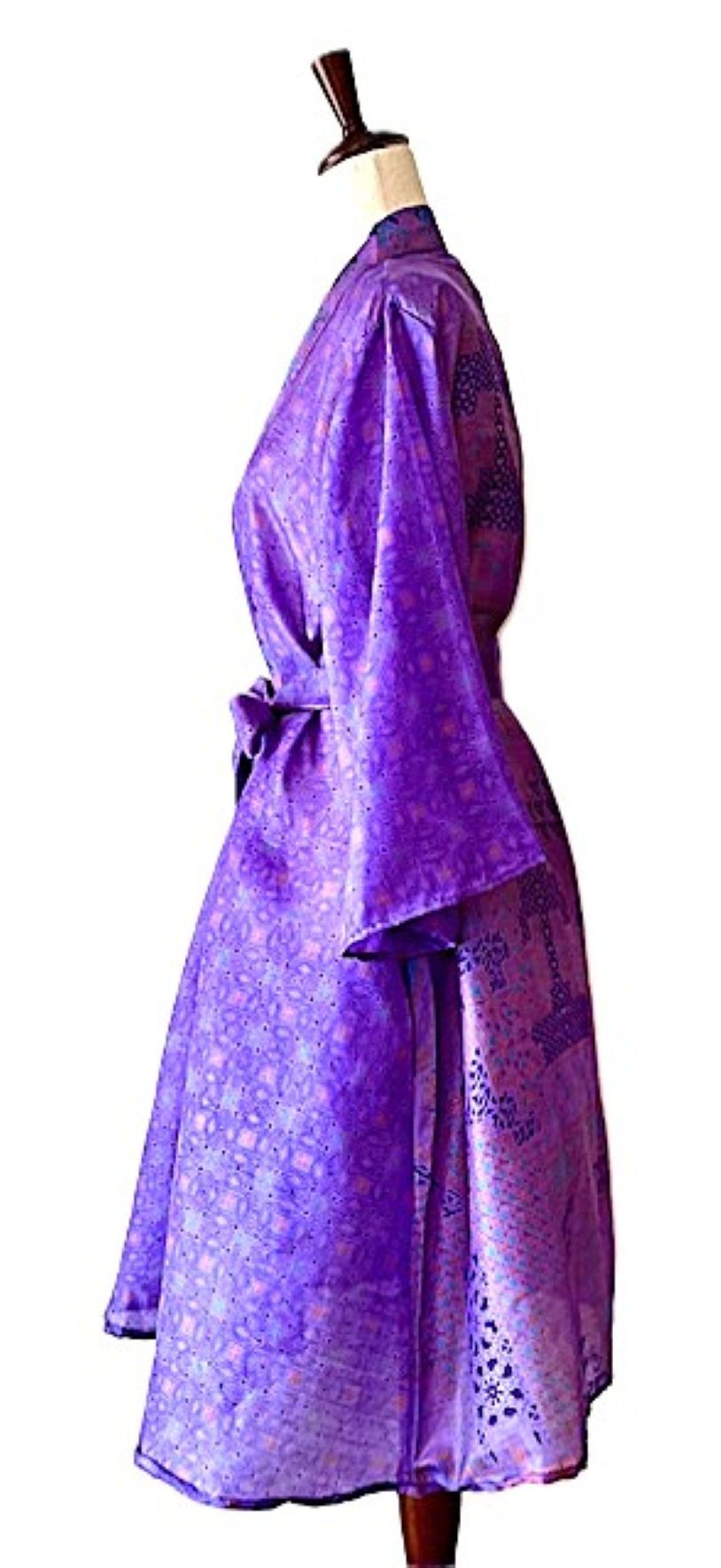 Classic Short Silk Kimono Duster. A Dreamy Vision In Purple.