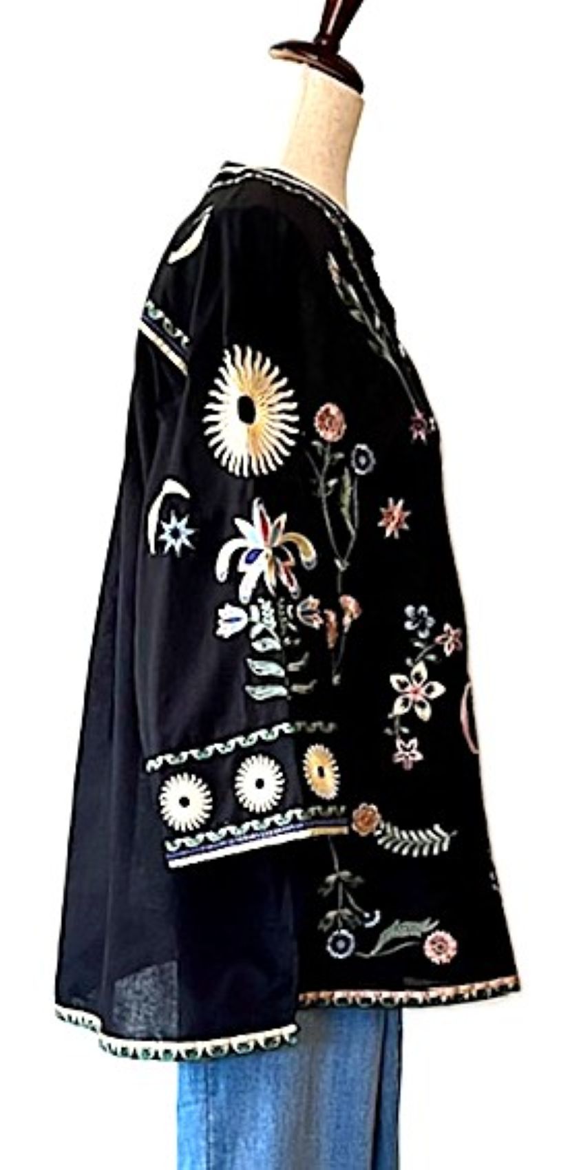 Specialty Collection: Boho Tunic Embroidered And Embellished With Celestrial Signs. (Black)