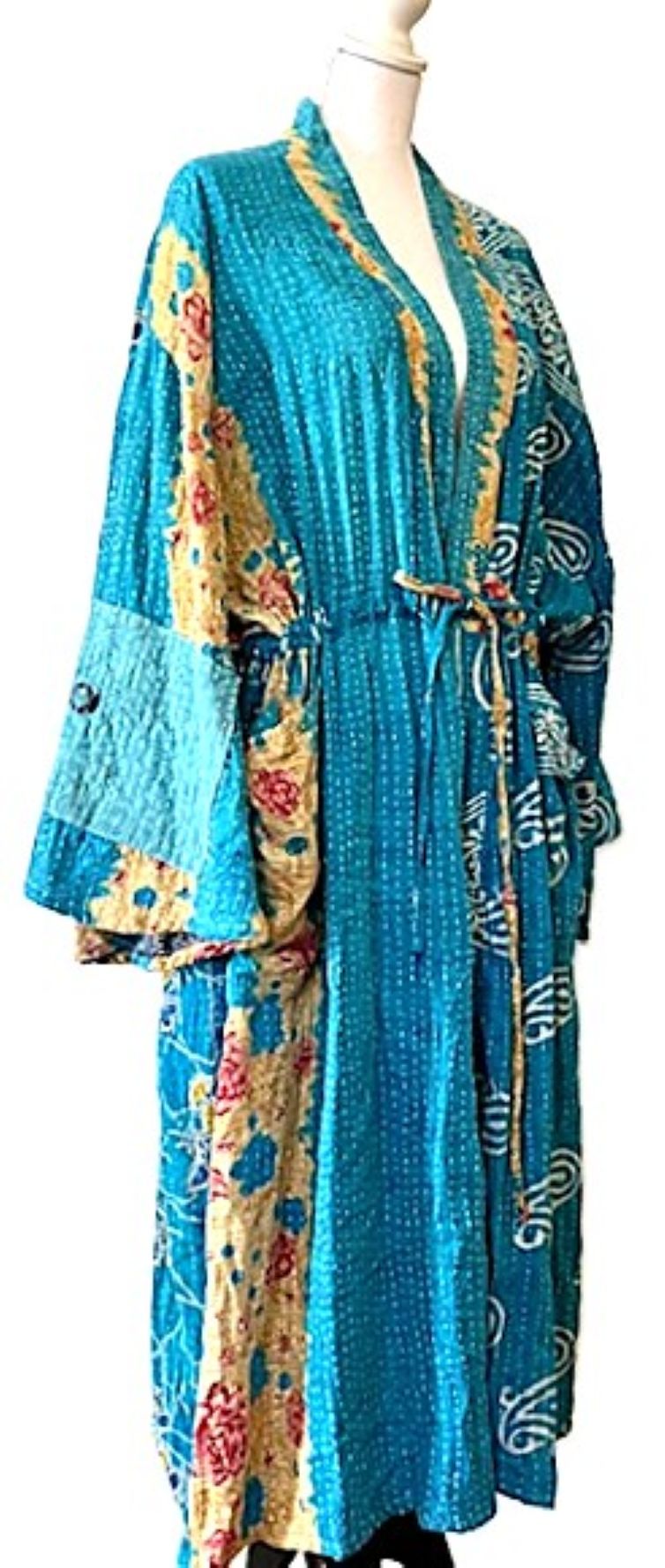 Long Cotton Kimono Looks Fresh, Colorful And Resort Perfect (Turquoise)