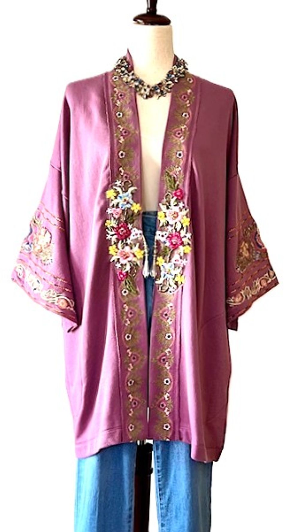 Specialty Collection: Juliette Embellished French Terry Kimono Jacket (Lilac or Maize)